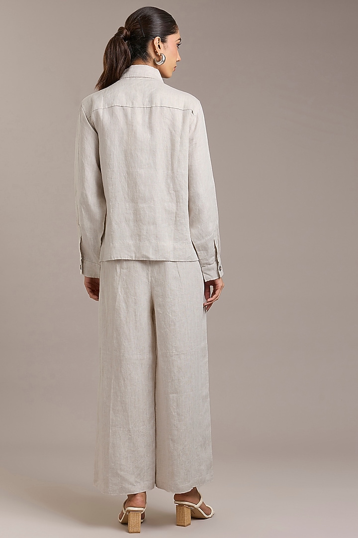 Oatmeal Pure Linen Twill Pants by Linen Bloom at Pernia's Pop Up Shop