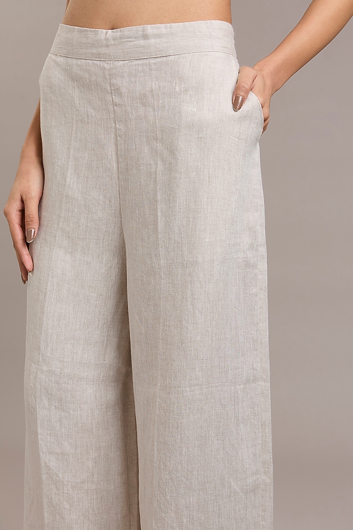 Oatmeal Pure Linen Twill Pants by Linen Bloom at Pernia's Pop Up Shop