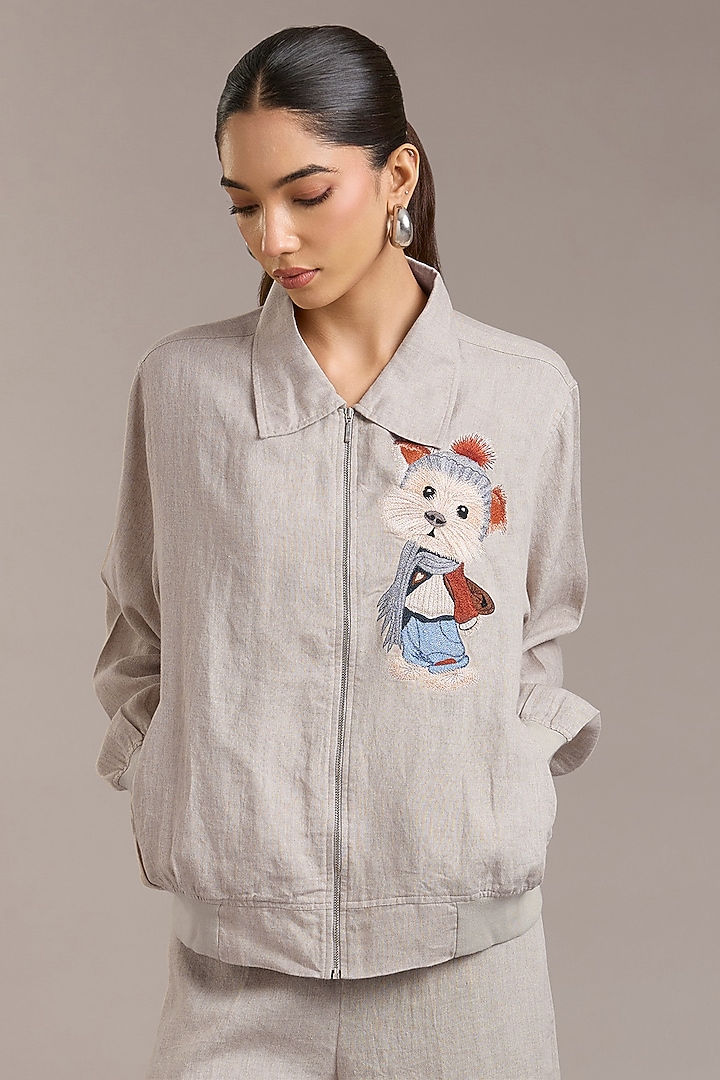 Natural Pure Linen Twill Shacket by Linen Bloom at Pernia's Pop Up Shop