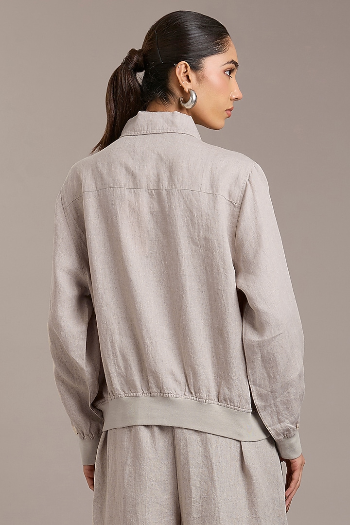 Natural Pure Linen Twill Shacket by Linen Bloom at Pernia's Pop Up Shop