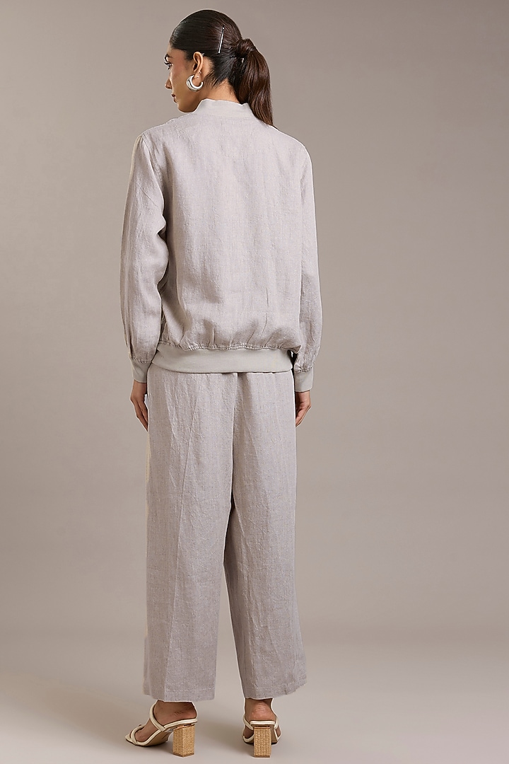 Natural Pure Linen Twill Bomber Jacket by Linen Bloom at Pernia's Pop Up Shop