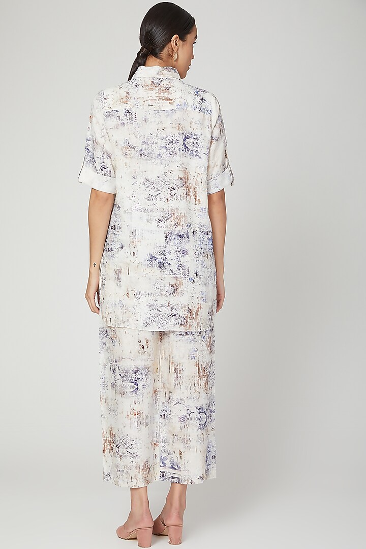 Sky Blue Printed Shirt by Linen Bloom at Pernia's Pop Up Shop