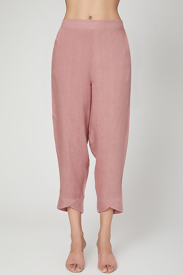 Rose Pink Elasticated Pants by Linen Bloom at Pernia's Pop Up Shop