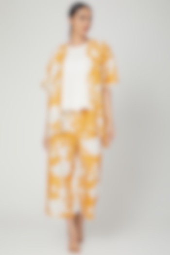 Mustard Floral Digital Printed Cape by Linen Bloom at Pernia's Pop Up Shop
