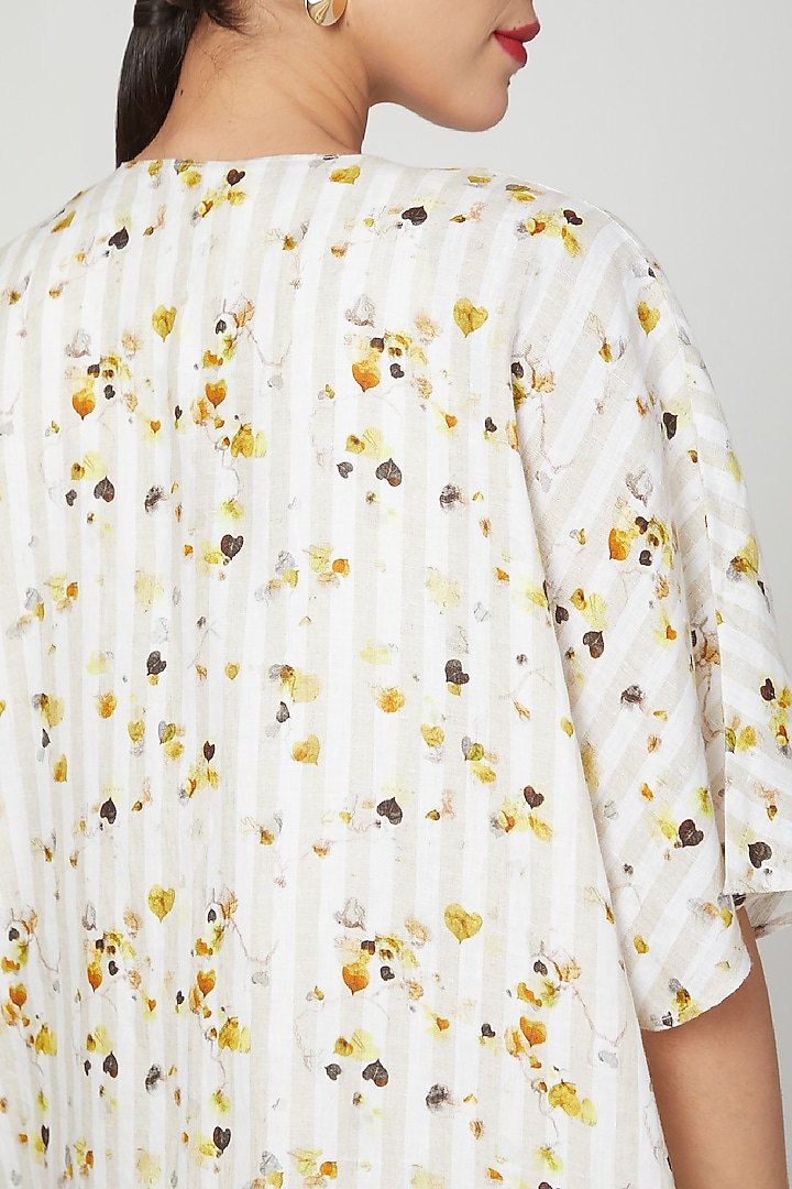 Beige Floral Digital Printed Cape by Linen Bloom at Pernia's Pop Up Shop