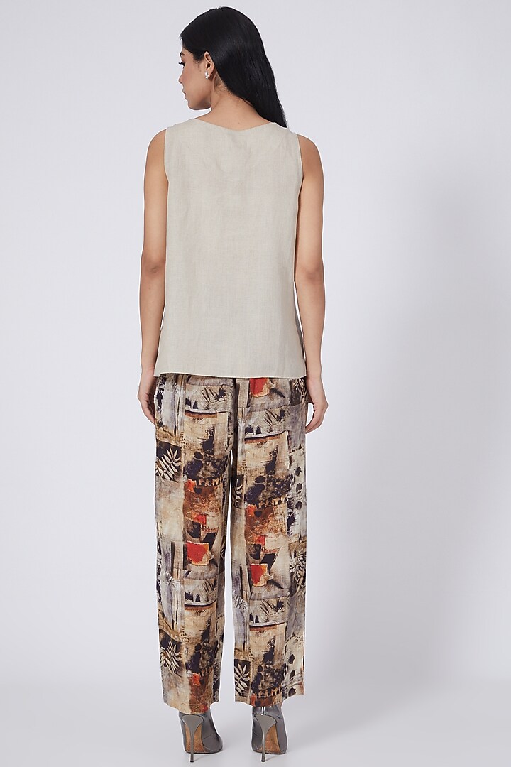 Beige Embroidered Top by Linen Bloom at Pernia's Pop Up Shop