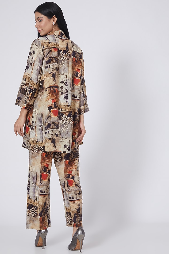 Brown Digital Printed Shirt by Linen Bloom at Pernia's Pop Up Shop