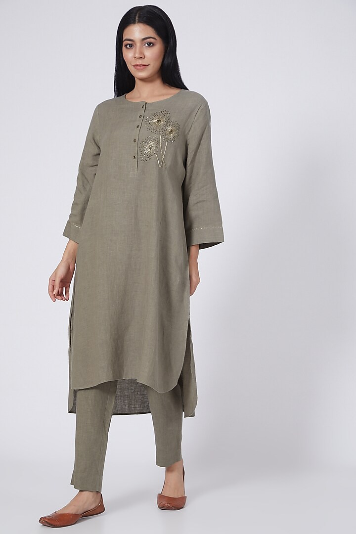 Sage Linen Pencil Pants by Linen Bloom at Pernia's Pop Up Shop