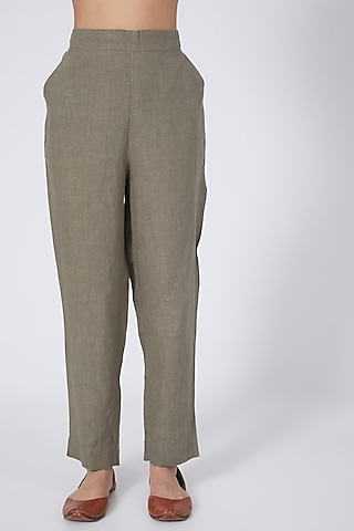 Sage Linen Pencil Pants by Linen Bloom