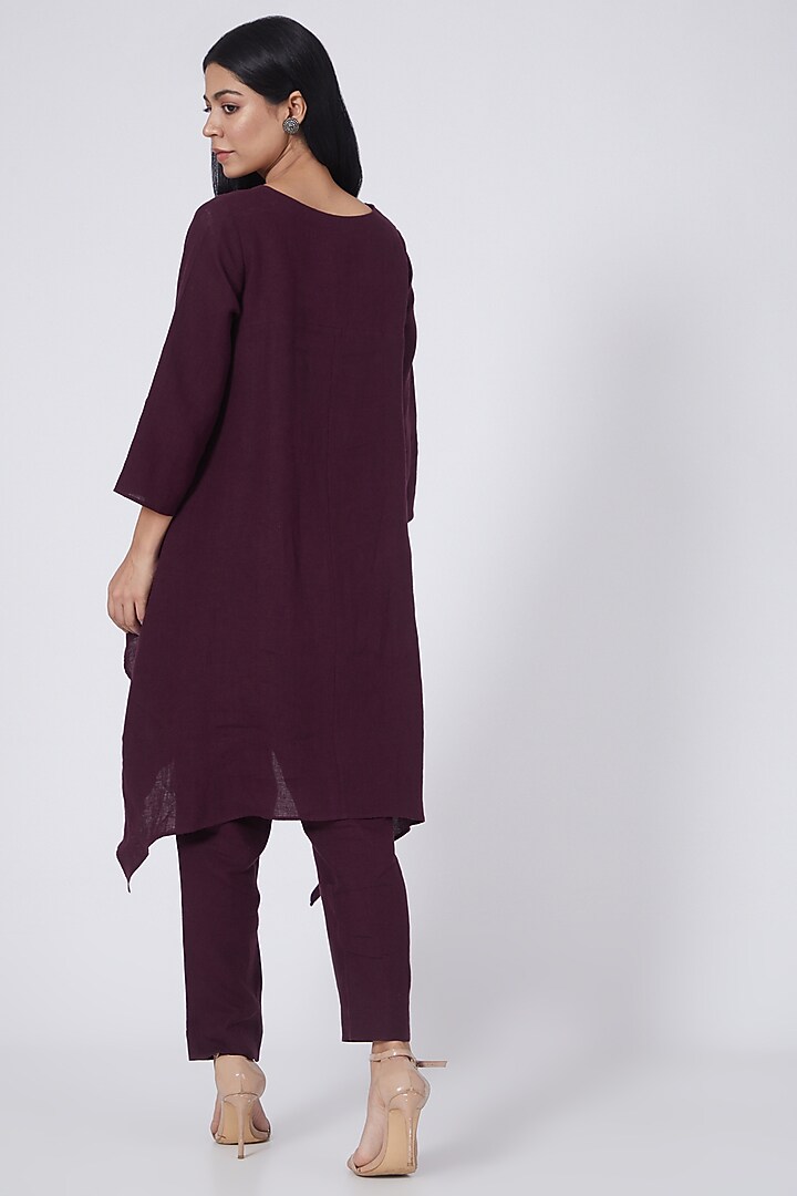 Wine Linen Pencil Pants by Linen Bloom at Pernia's Pop Up Shop