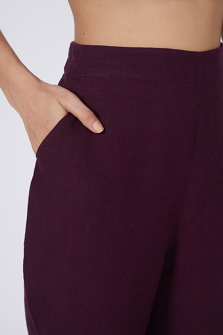 Wine Linen Pencil Pants by Linen Bloom at Pernia's Pop Up Shop