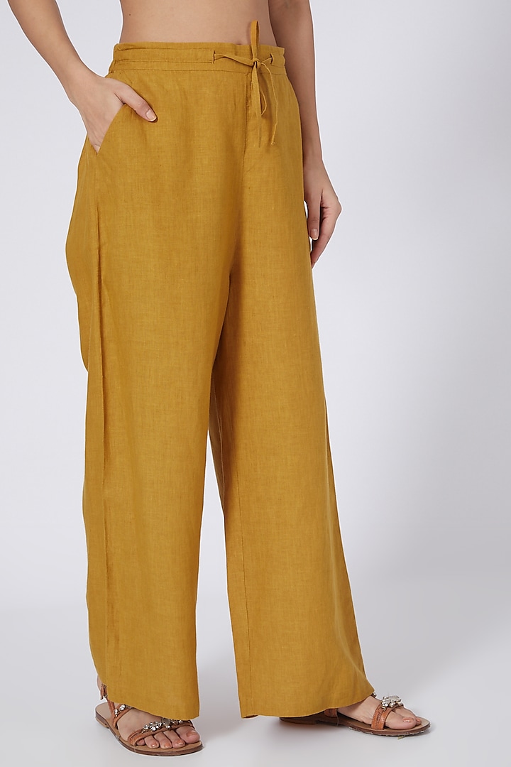 Mustard Linen Pants by Linen Bloom