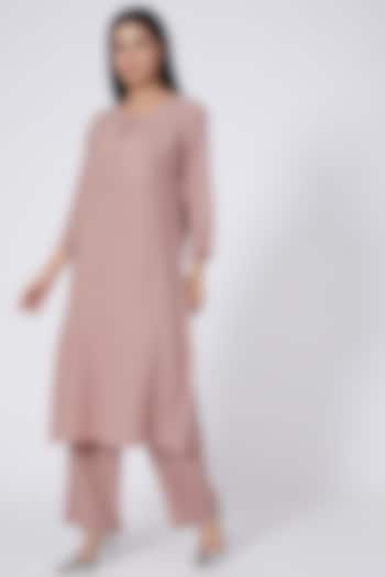 Blush Pink Embroidered Long Tunic by Linen Bloom