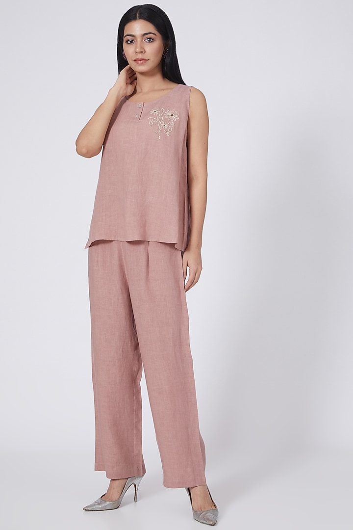 Rose Bloom Linen Top