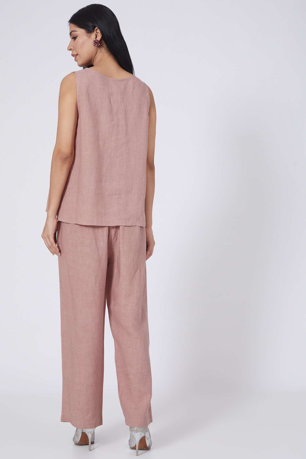 Pink Viscose Blend Trousers with Drawstring Fastening – Forma Brand