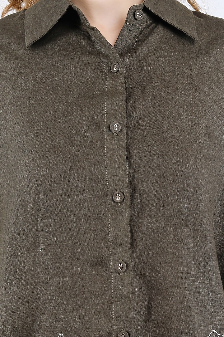 Olive Pure Linen Pant Set by Linen Bloom at Pernia's Pop Up Shop
