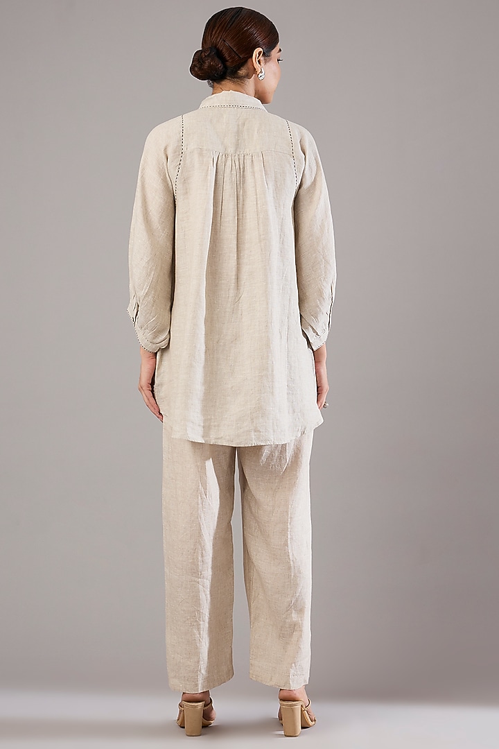 Beige Linen Pants by Linen Bloom at Pernia's Pop Up Shop