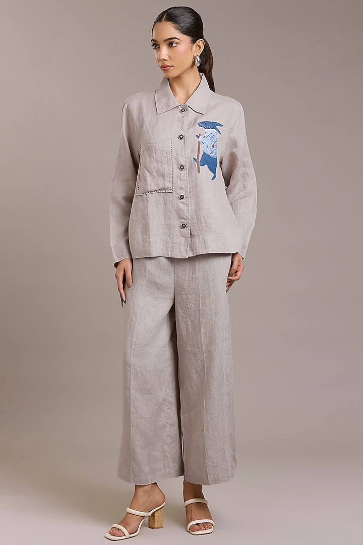 Natural Pure Linen Twill Pants by Linen Bloom at Pernia's Pop Up Shop