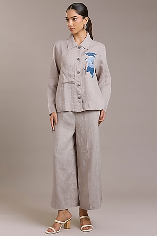 Natural Pure Linen Twill Pants by Linen Bloom
