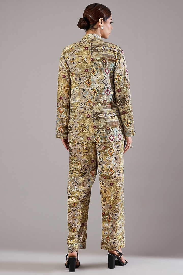 Multi-Colored Linen Diamond Printed Pants by Linen Bloom at Pernia's Pop Up Shop