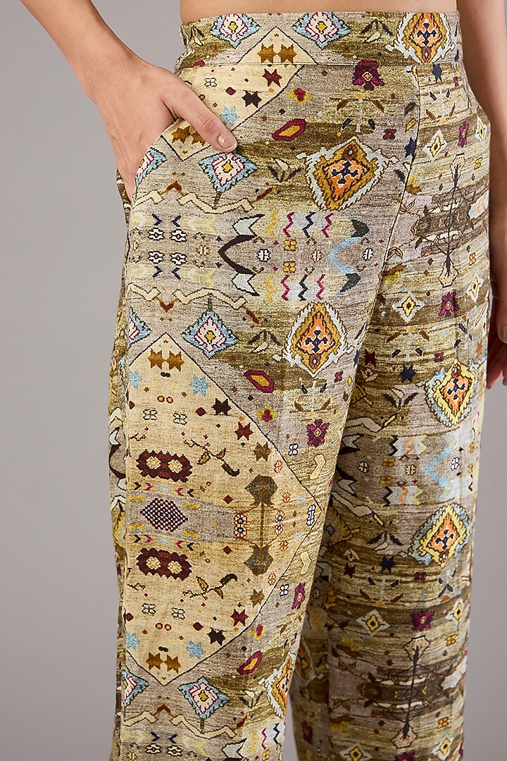 Multi-Colored Linen Diamond Printed Pants by Linen Bloom at Pernia's Pop Up Shop