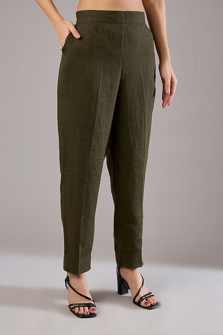 Olive Linen Embroidered Tunic Set by Linen Bloom at Pernia's Pop Up Shop