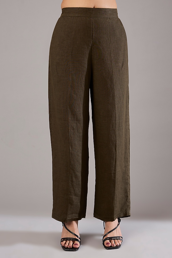 Olive Linen Pants by Linen Bloom at Pernia's Pop Up Shop