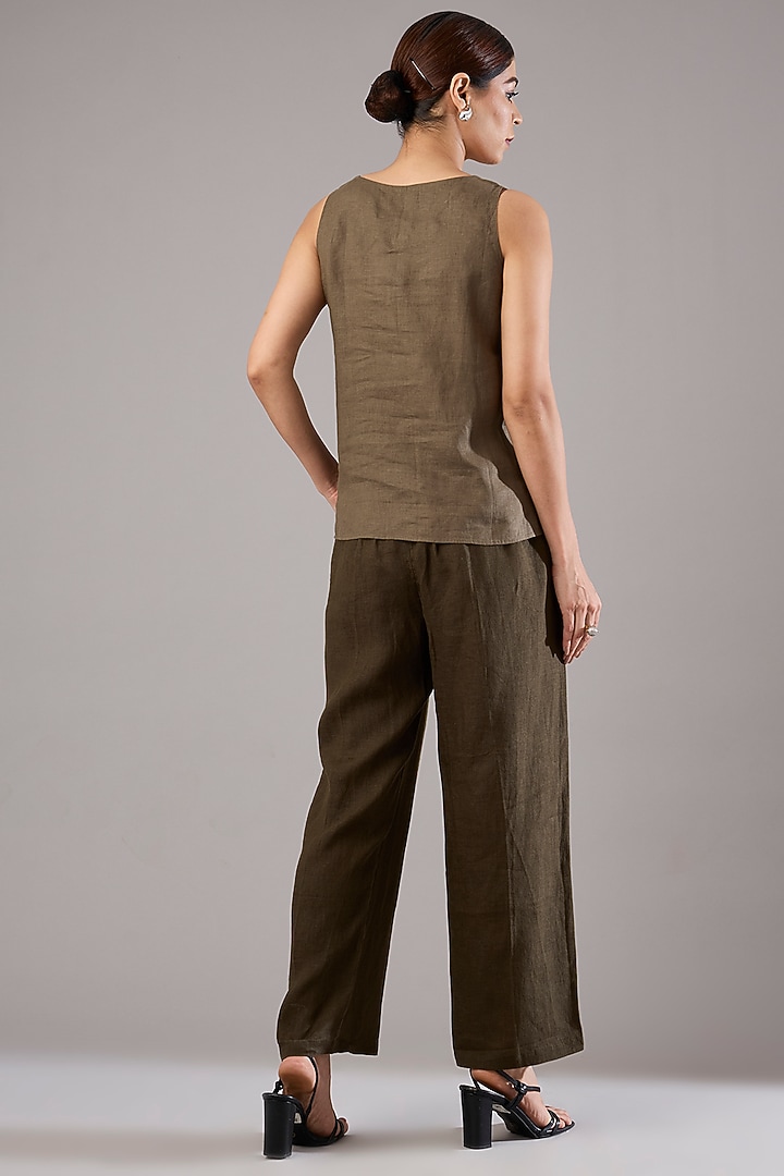 Olive Linen Pants by Linen Bloom at Pernia's Pop Up Shop