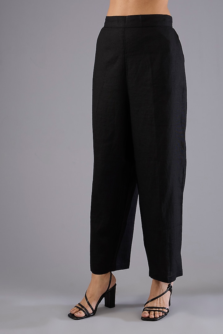 Black Linen Embroidered Co-Ord Set by Linen Bloom at Pernia's Pop Up Shop
