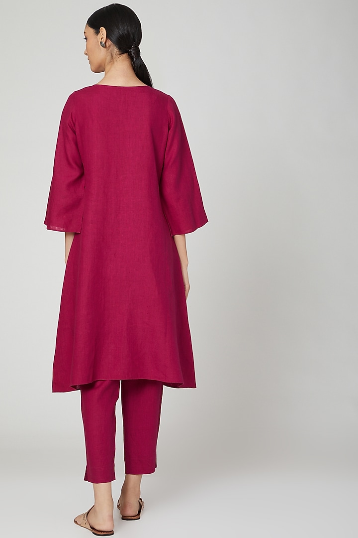 Fuchsia Linen Pencil Pants by Linen Bloom at Pernia's Pop Up Shop