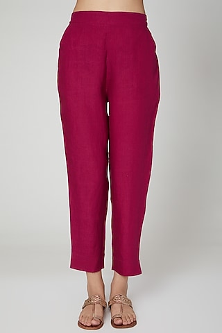 Fuchsia Linen Pencil Pants by Linen Bloom