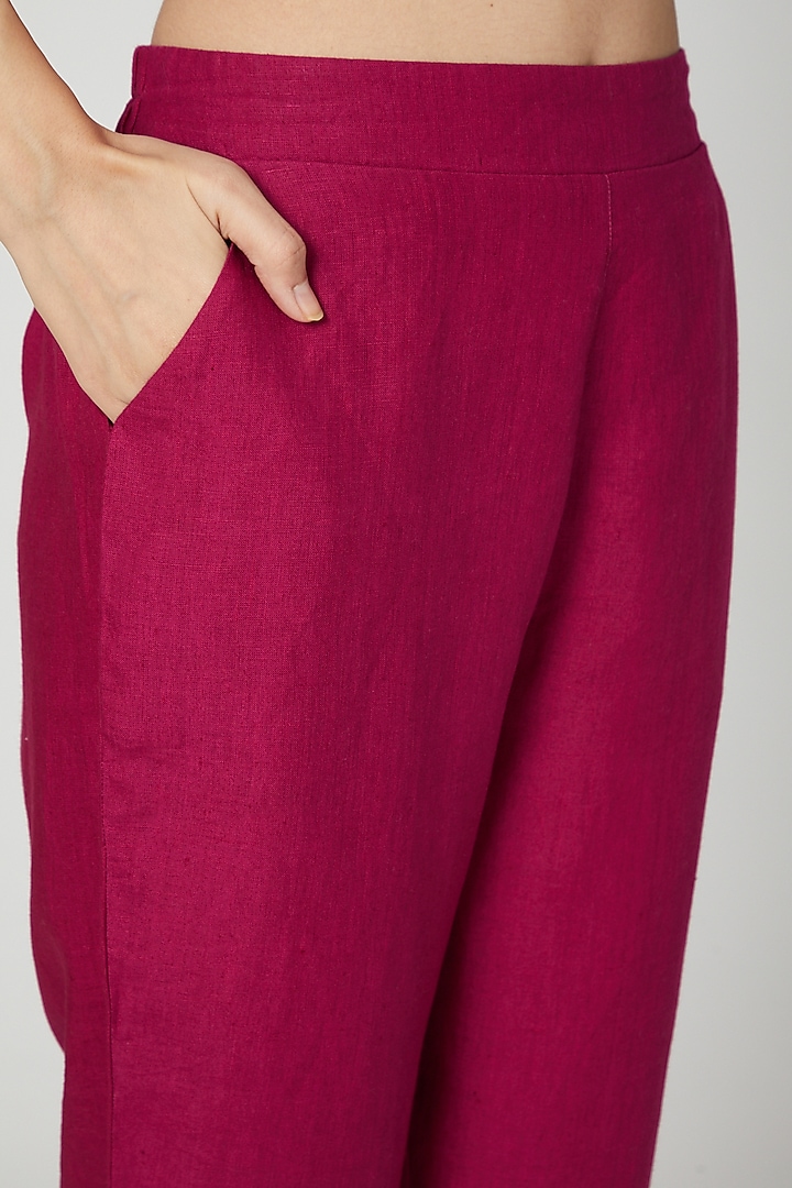 Fuchsia Linen Pencil Pants by Linen Bloom at Pernia's Pop Up Shop