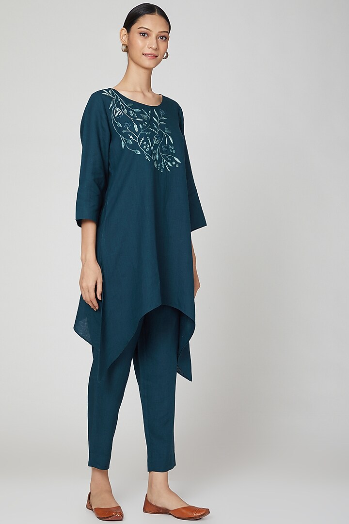 Emerald Green Pencil Pants by Linen Bloom at Pernia's Pop Up Shop