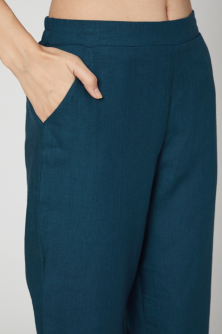 Emerald Green Pencil Pants by Linen Bloom at Pernia's Pop Up Shop