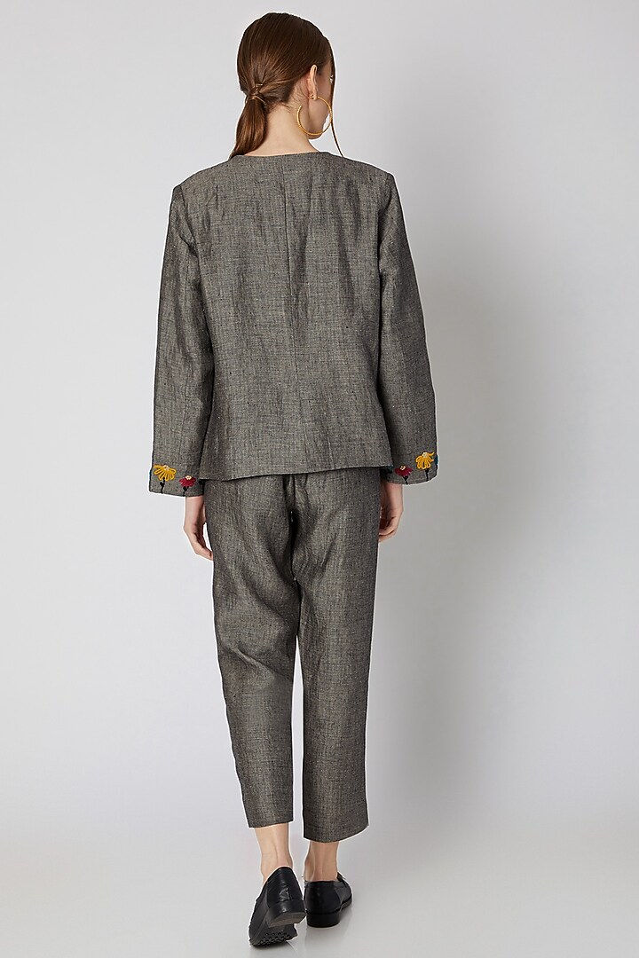 Grey Linen Pencil Pants by Linen Bloom at Pernia's Pop Up Shop