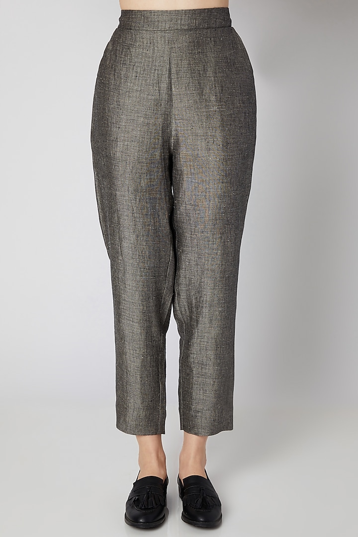 Grey Linen Pencil Pants by Linen Bloom
