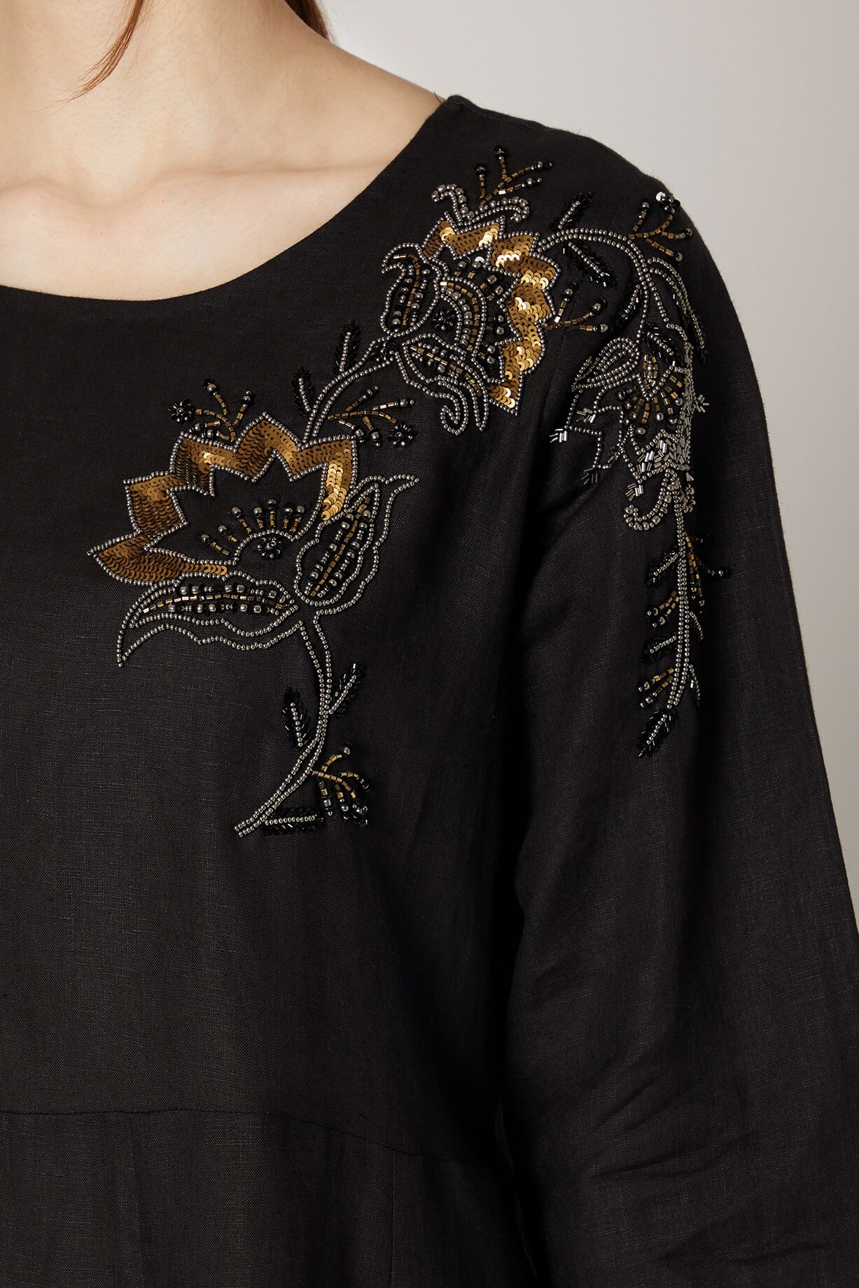 embroidered black tunic