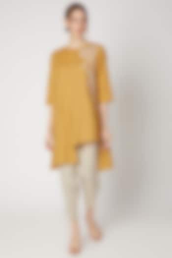 Ochre Yellow Embroidered Tunic by Linen Bloom
