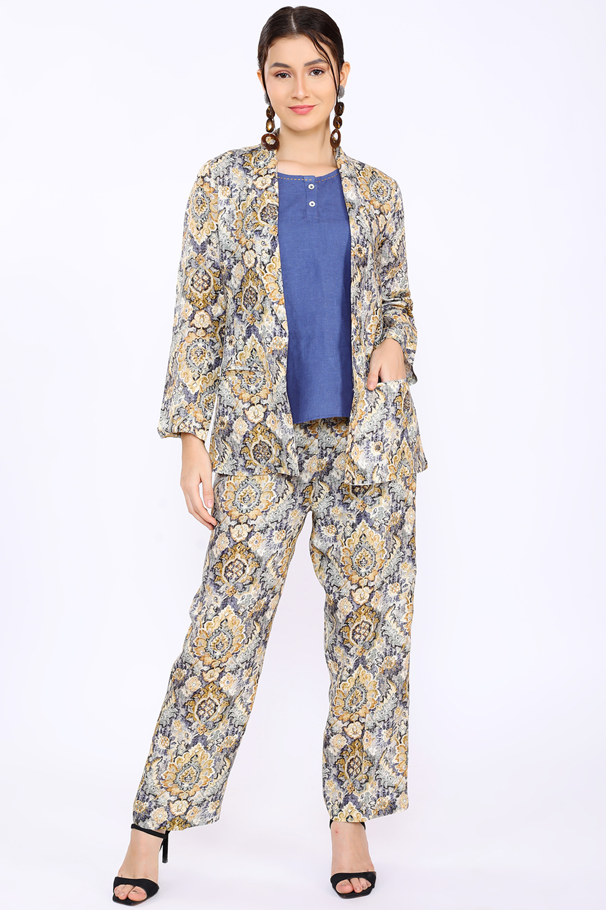 Multi-Colored Printed Blazer by Linen Bloom at Pernia's Pop Up Shop