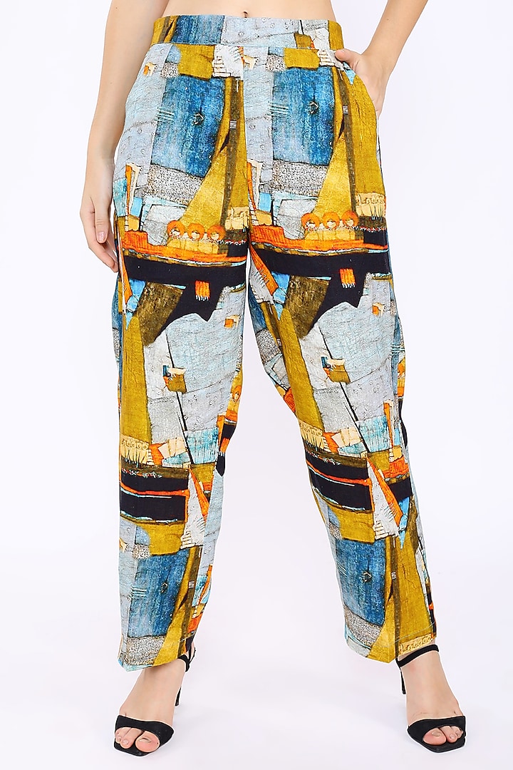 Multi-Colored Digital Printed Pants by Linen Bloom