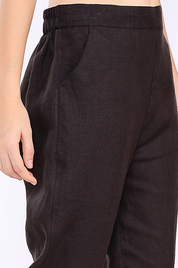 Chocolate Linen Pencil Pants by Linen Bloom at Pernia's Pop Up Shop