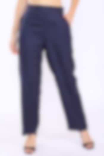 Navy Blue Linen Pants by Linen Bloom