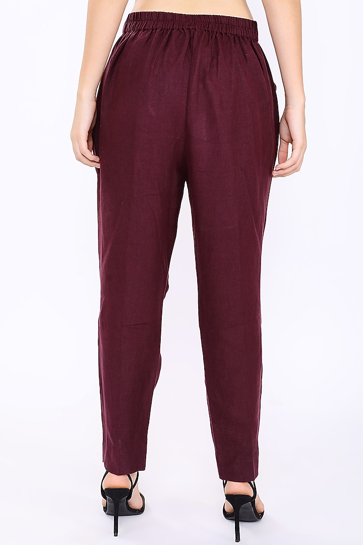 Wine Linen Pants by Linen Bloom at Pernia's Pop Up Shop