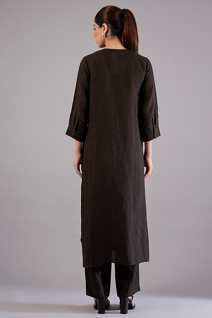 Maroon Linen Embroidered Co-Ord Set by Linen Bloom at Pernia's Pop Up Shop