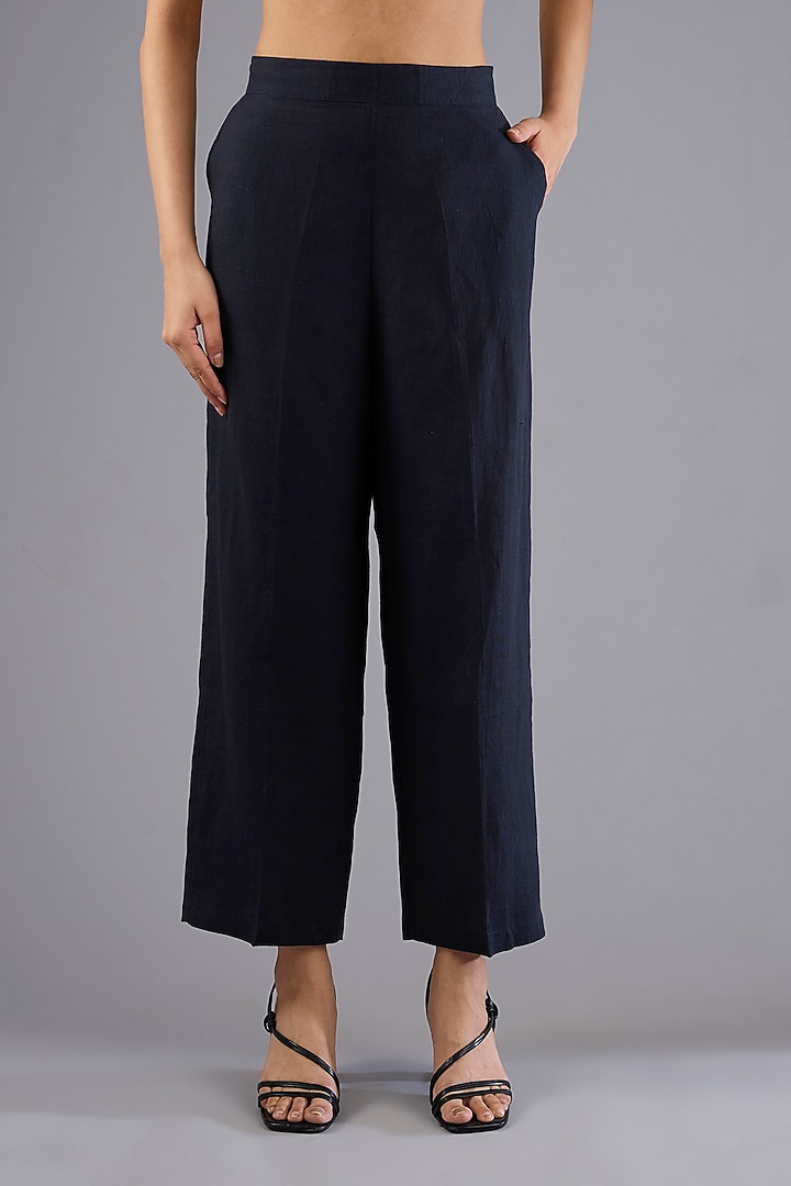 Navy Linen Embroidered Tunic Set by Linen Bloom at Pernia's Pop Up Shop