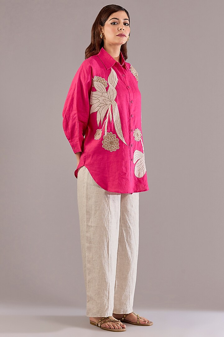 Beige Pure Linen Pants by Linen Bloom at Pernia's Pop Up Shop