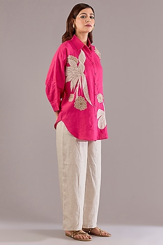 Beige Pure Linen Pants by Linen Bloom