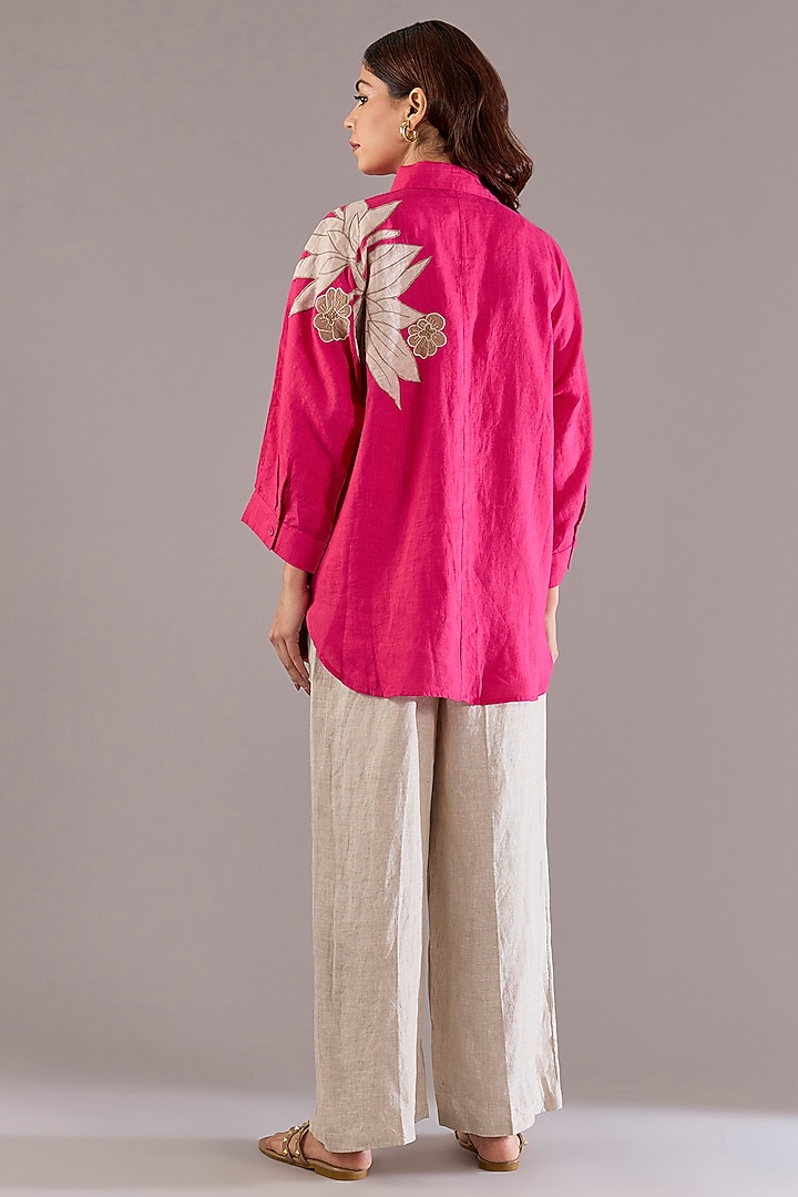 Beige Pure Linen Pants by Linen Bloom at Pernia's Pop Up Shop