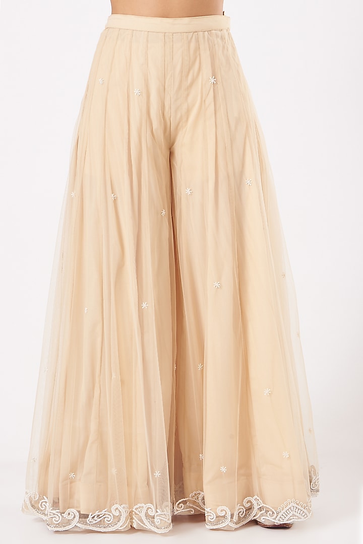 Beige Embroidered Wedding Sharara Set by Kylee at Pernia's Pop Up Shop