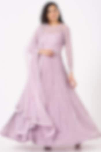 Mauve Embroidered Anarkali Set by Kylee at Pernia's Pop Up Shop